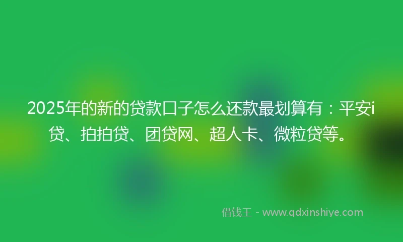 2025年的新的贷款口子怎么还款最划算有：平安i贷、拍拍贷、团贷网、超人卡、微粒贷等。