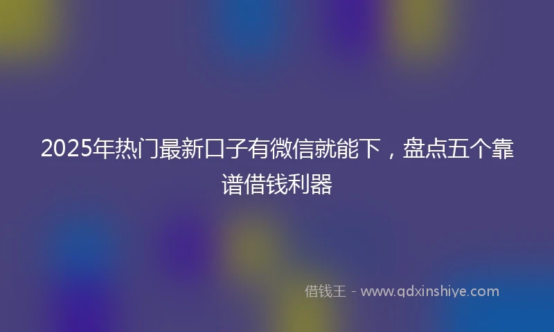 2025年热门最新口子有微信就能下，盘点五个靠谱借钱利器