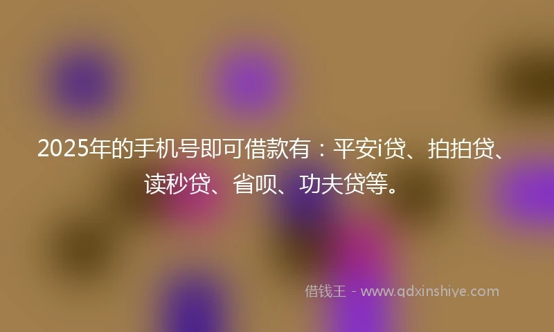 2025年的手机号即可借款有：平安i贷、拍拍贷、读秒贷、省呗、功夫贷等。