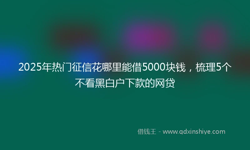 2025年热门征信花哪里能借5000块钱，梳理5个不看黑白户下款的网贷
