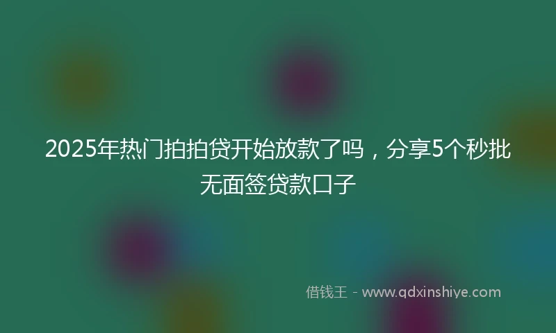 2025年热门拍拍贷开始放款了吗，分享5个秒批无面签贷款口子