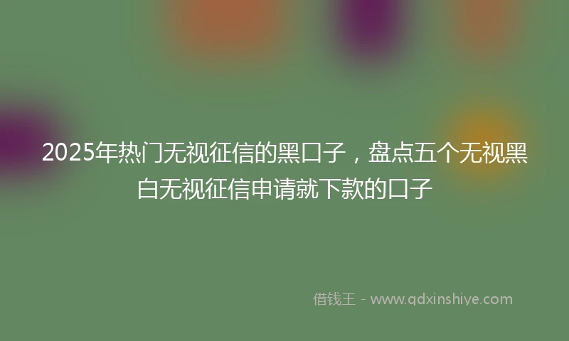 2025年热门无视征信的黑口子，盘点五个无视黑白无视征信申请就下款的口子