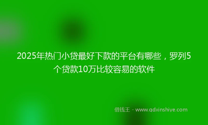 2025年热门小贷最好下款的平台有哪些，罗列5个贷款10万比较容易的软件