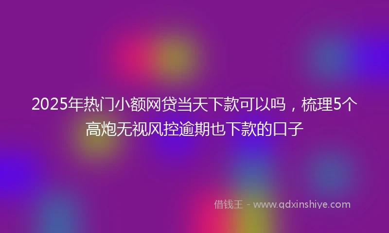 2025年热门小额网贷当天下款可以吗，梳理5个高炮无视风控逾期也下款的口子