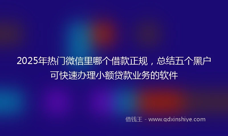 2025年热门微信里哪个借款正规，总结五个黑户可快速办理小额贷款业务的软件