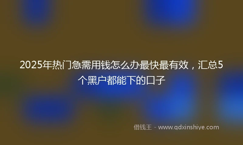 2025年热门急需用钱怎么办最快最有效，汇总5个黑户都能下的口子