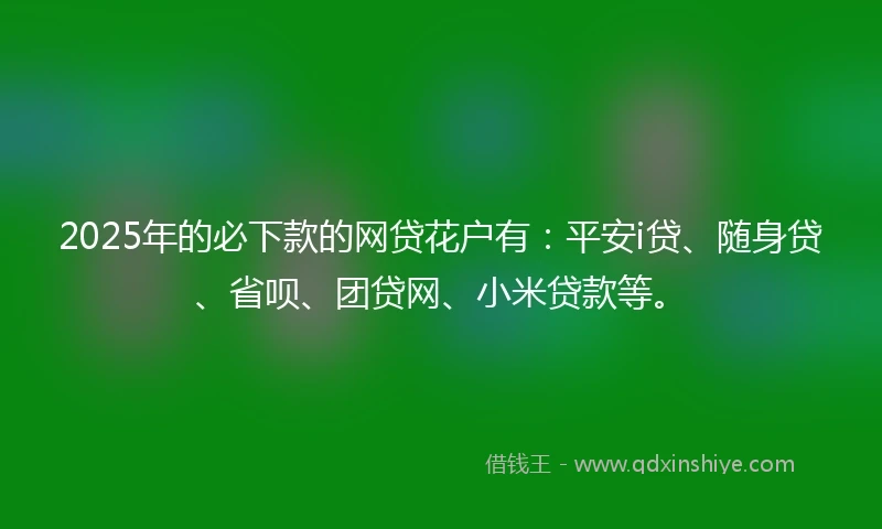 2025年的必下款的网贷花户有：平安i贷、随身贷、省呗、团贷网、小米贷款等。