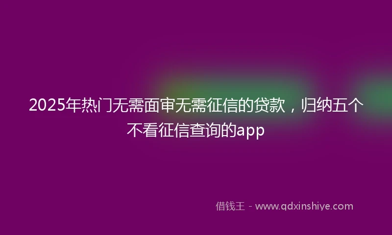 2025年热门无需面审无需征信的贷款，归纳五个不看征信查询的app