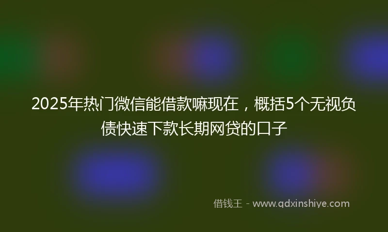 2025年热门微信能借款嘛现在，概括5个无视负债快速下款长期网贷的口子