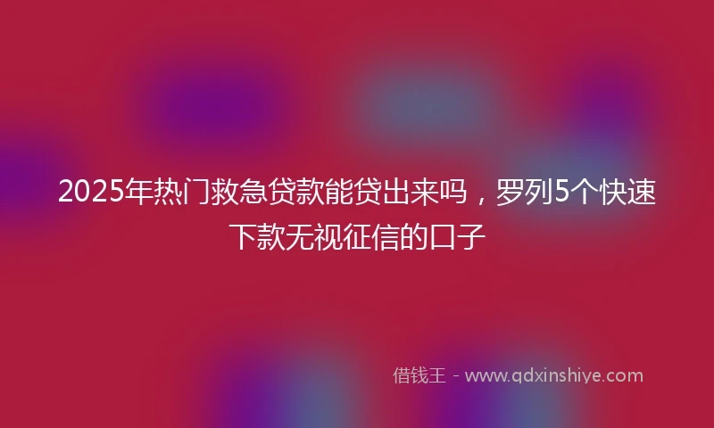 2025年热门救急贷款能贷出来吗，罗列5个快速下款无视征信的口子