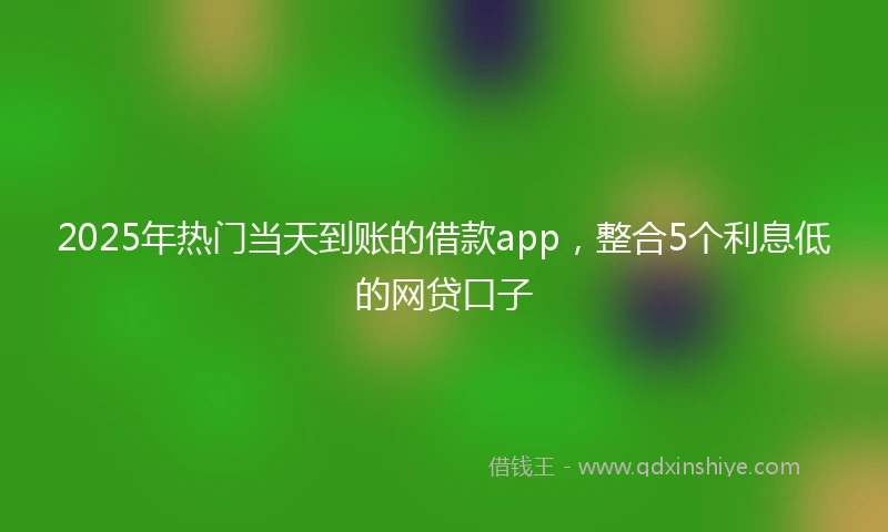 2025年热门当天到账的借款app，整合5个利息低的网贷口子