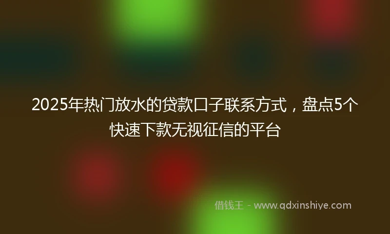 2025年热门放水的贷款口子联系方式，盘点5个快速下款无视征信的平台