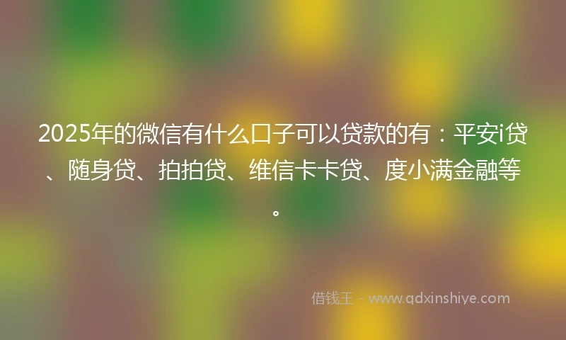 2025年的微信有什么口子可以贷款的有：平安i贷、随身贷、拍拍贷、维信卡卡贷、度小满金融等。