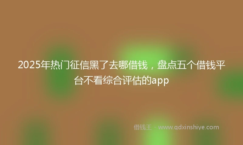 2025年热门征信黑了去哪借钱，盘点五个借钱平台不看综合评估的app