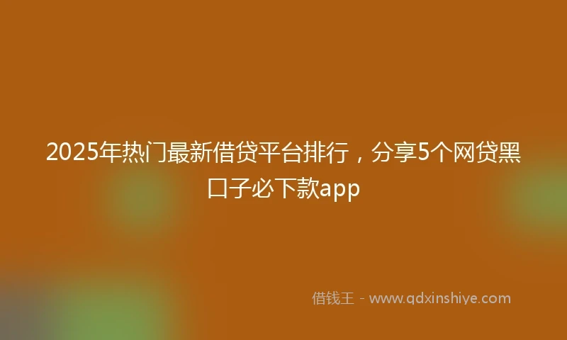 2025年热门最新借贷平台排行，分享5个网贷黑口子必下款app