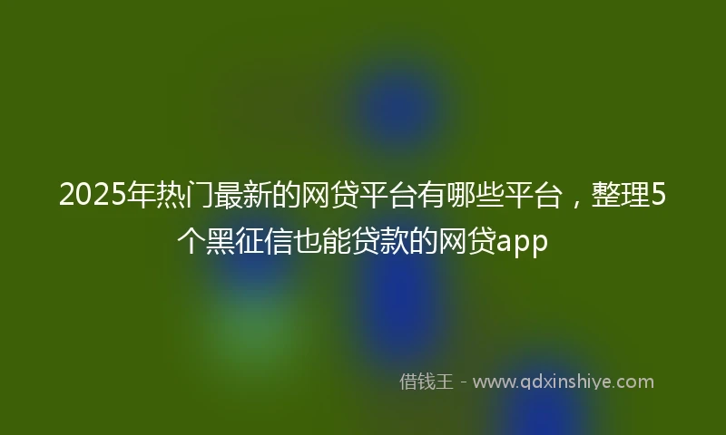 2025年热门最新的网贷平台有哪些平台，整理5个黑征信也能贷款的网贷app