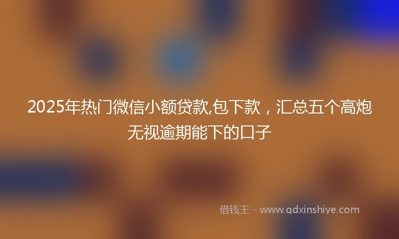 2025年热门微信小额贷款,包下款，汇总五个高炮无视逾期能下的口子
