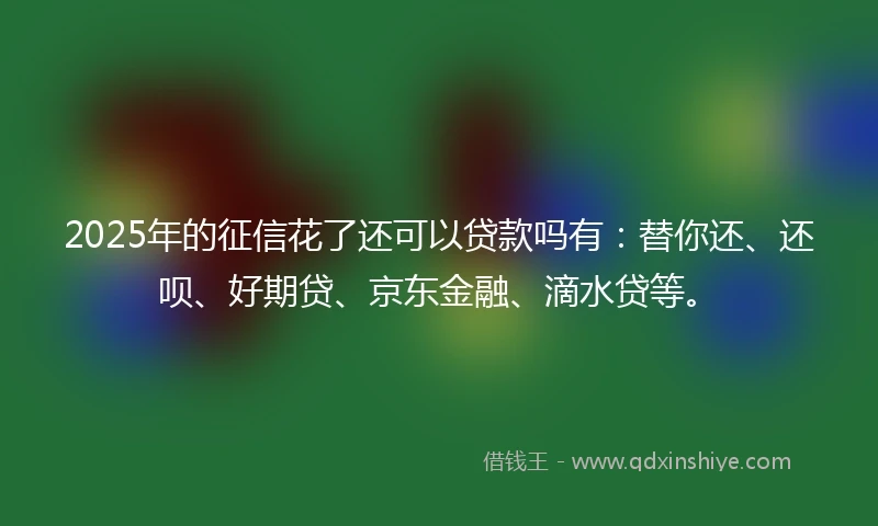 2025年的征信花了还可以贷款吗有：替你还、还呗、好期贷、京东金融、滴水贷等。