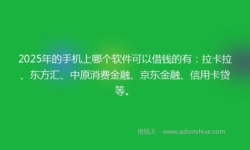 2025年的手机上哪个软件可以借钱的有：拉卡拉、东方汇、中原消费金融、京东金融、信用卡贷等。