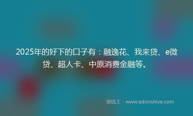 2025年的好下的口子有：融逸花、我来贷、e微贷、超人卡、中原消费金融等。