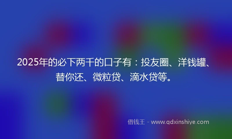 2025年的必下两千的口子有：投友圈、洋钱罐、替你还、微粒贷、滴水贷等。