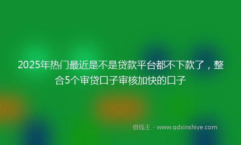 2025年热门最近是不是贷款平台都不下款了，整合5个审贷口子审核加快的口子