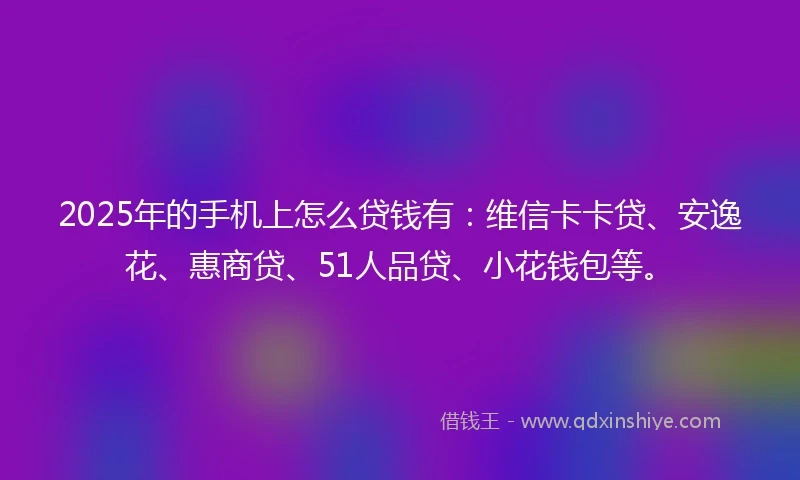 2025年的手机上怎么贷钱有：维信卡卡贷、安逸花、惠商贷、51人品贷、小花钱包等。