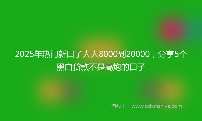 2025年热门新口子人人8000到20000，分享5个黑白贷款不是高炮的口子
