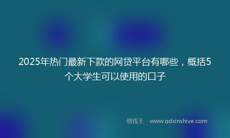 2025年热门最新下款的网贷平台有哪些，概括5个大学生可以使用的口子