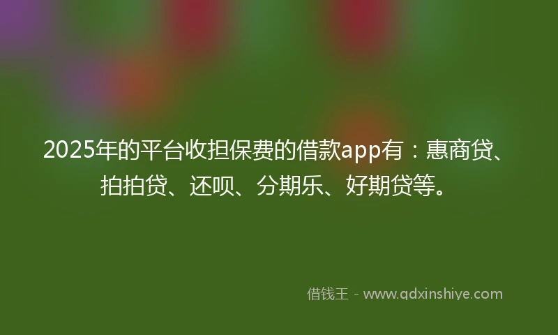2025年的平台收担保费的借款app有：惠商贷、拍拍贷、还呗、分期乐、好期贷等。