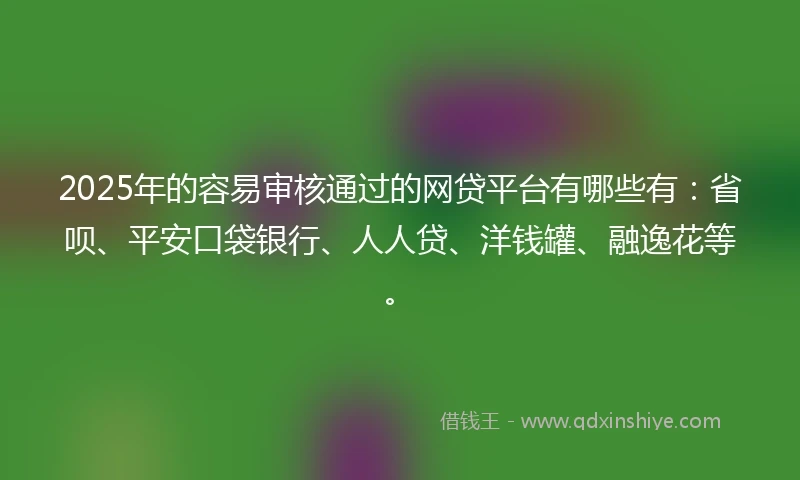 2025年的容易审核通过的网贷平台有哪些有：省呗、平安口袋银行、人人贷、洋钱罐、融逸花等。