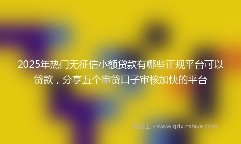 2025年热门无征信小额贷款有哪些正规平台可以贷款，分享五个审贷口子审核加快的平台