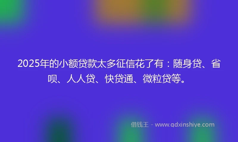 2025年的小额贷款太多征信花了有：随身贷、省呗、人人贷、快贷通、微粒贷等。