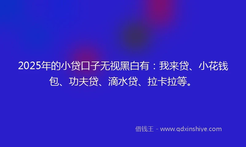 2025年的小贷口子无视黑白有：我来贷、小花钱包、功夫贷、滴水贷、拉卡拉等。