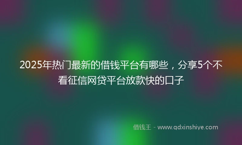 2025年热门最新的借钱平台有哪些，分享5个不看征信网贷平台放款快的口子