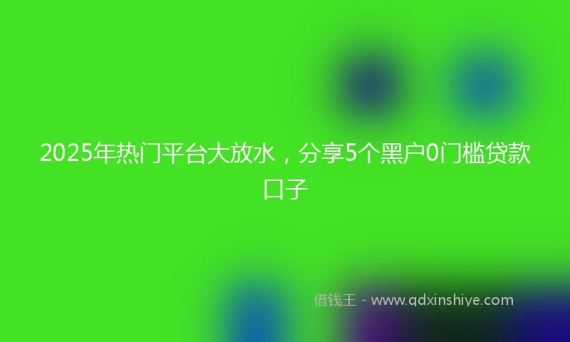2025年热门平台大放水，分享5个黑户0门槛贷款口子