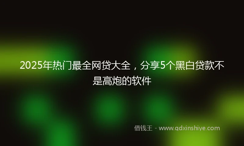 2025年热门最全网贷大全，分享5个黑白贷款不是高炮的软件