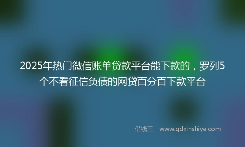 2025年热门微信账单贷款平台能下款的，罗列5个不看征信负债的网贷百分百下款平台