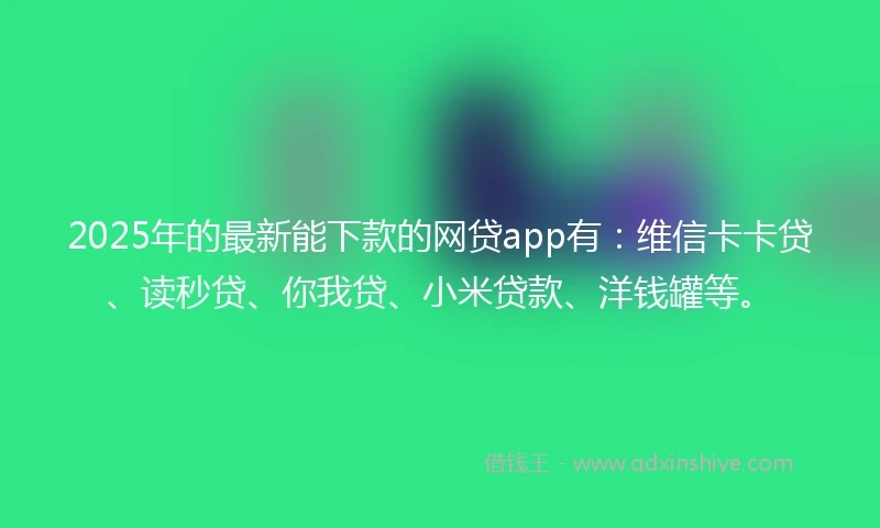 2025年的最新能下款的网贷app有：维信卡卡贷、读秒贷、你我贷、小米贷款、洋钱罐等。