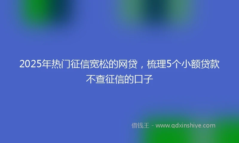 2025年热门征信宽松的网贷，梳理5个小额贷款不查征信的口子