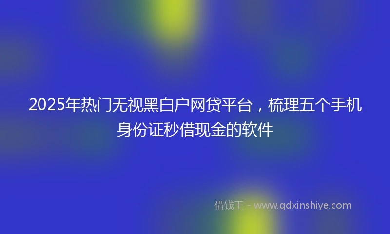2025年热门无视黑白户网贷平台，梳理五个手机身份证秒借现金的软件