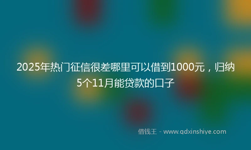 2025年热门征信很差哪里可以借到1000元，归纳5个11月能贷款的口子