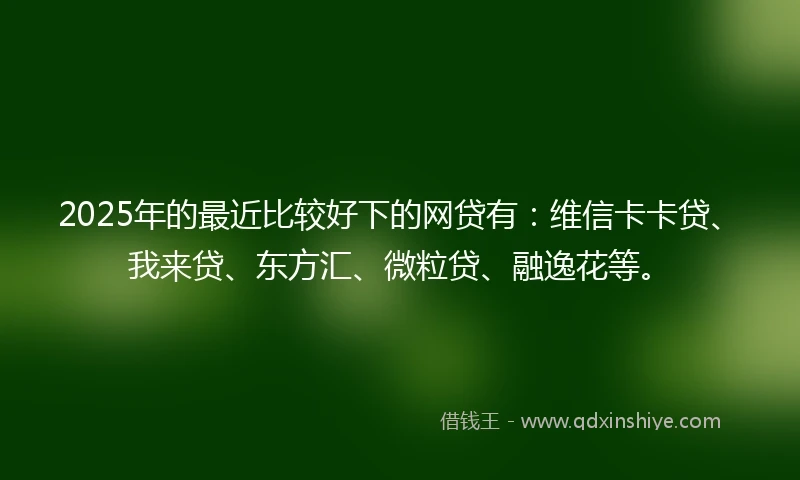 2025年的最近比较好下的网贷有：维信卡卡贷、我来贷、东方汇、微粒贷、融逸花等。