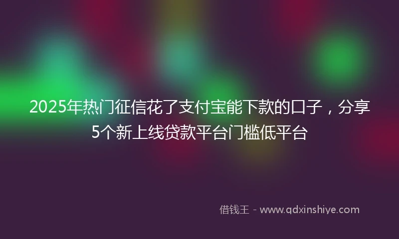 2025年热门征信花了支付宝能下款的口子,分享5个新上线贷款平台门槛低平台