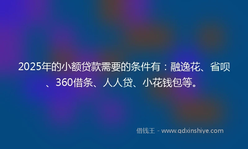 2025年的小额贷款需要的条件有：融逸花、省呗、360借条、人人贷、小花钱包等。