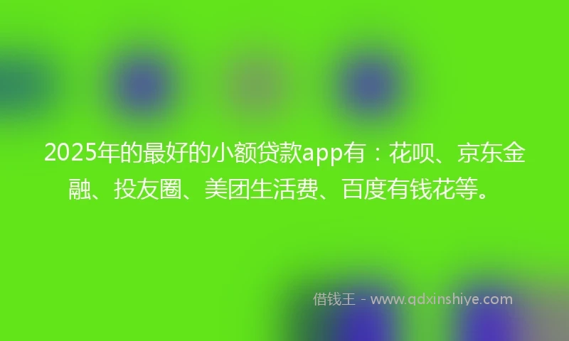 2025年的最好的小额贷款app有：花呗、京东金融、投友圈、美团生活费、百度有钱花等。