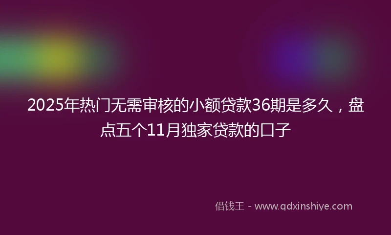2025年热门无需审核的小额贷款36期是多久，盘点五个11月独家贷款的口子