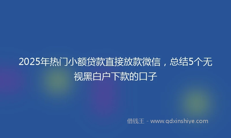 2025年热门小额贷款直接放款微信，总结5个无视黑白户下款的口子