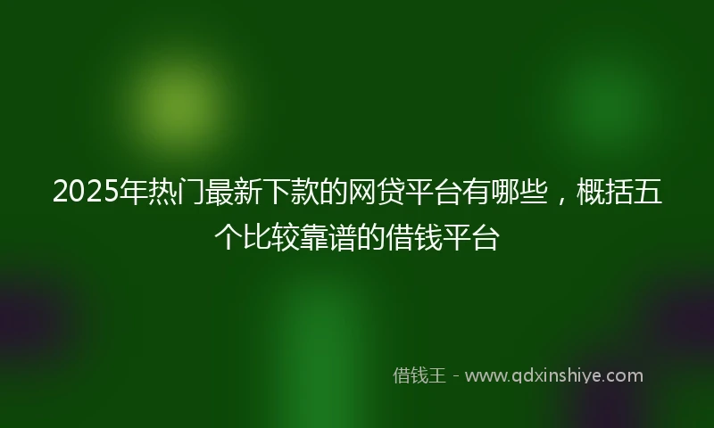 2025年热门最新下款的网贷平台有哪些，概括五个比较靠谱的借钱平台