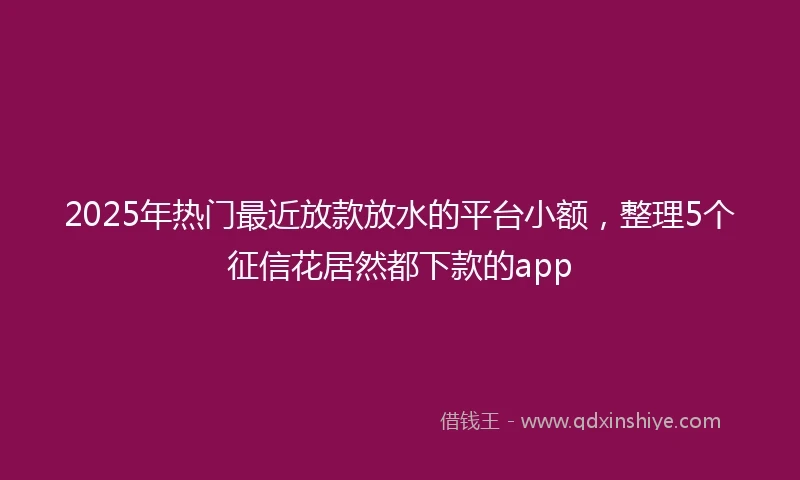 2025年热门最近放款放水的平台小额，整理5个征信花居然都下款的app